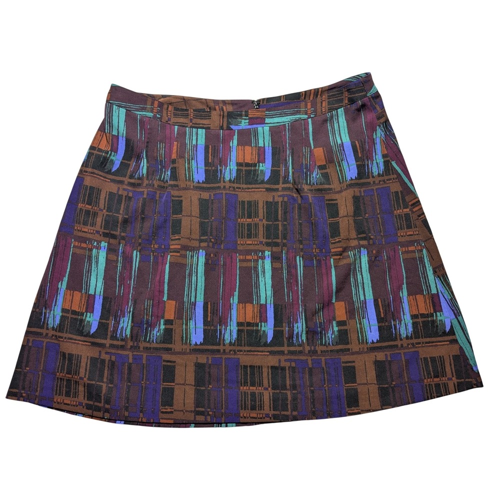 Lane Bryant Women 20 Abstract Geometric A-Line Mini Skirt Purple Teal Brown